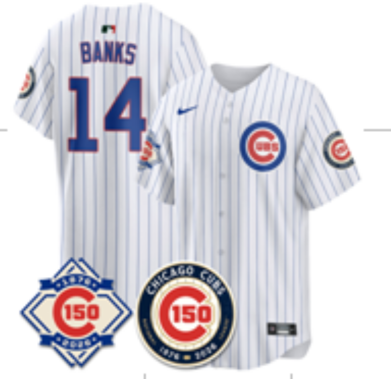 Men 2026 Chicago Cubs #14 Banks white Game Nike MLB Jersey 03001